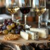 Crave Culinaire artisanal cheese and wine pairing on an elegant wooden board